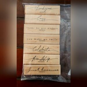 7 Long Words Of Life/ Inspiration Wooden Sentiment Stamps Set
